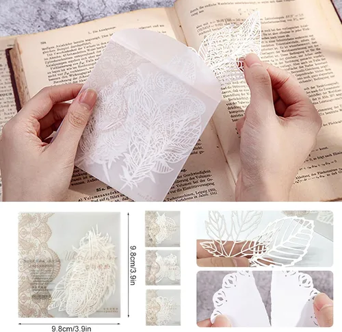 Vista 4 de 40 piezas de suministros para álbumes de recortes, papel de encaje, hojas de mariposa, serie de plumas, suministros de diario, papel decorativo