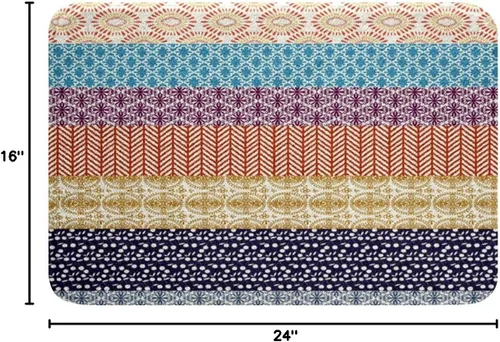 Vista 3 de Tapetes de baño bohemios a rayas para baño, 16 x 24 pulgadas, alfombras de baño bohemias para niños y niñas, decoración folclórica floral exótica