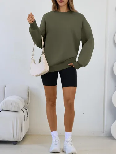 Vista 3 de Trendy Queen - Sudaderas para mujer, sudaderas con capucha de gran tamaño, cuello redondo, suéteres cómodos para otoño e invierno, ropa a la moda