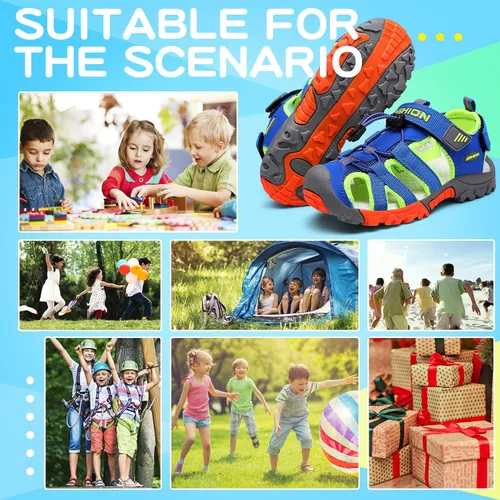 Vista 7 de Littleplum Sandalias para niños con puntera cerrada, sandalias deportivas para niños pequeños, zapatos de verano para niños grandes, caminar