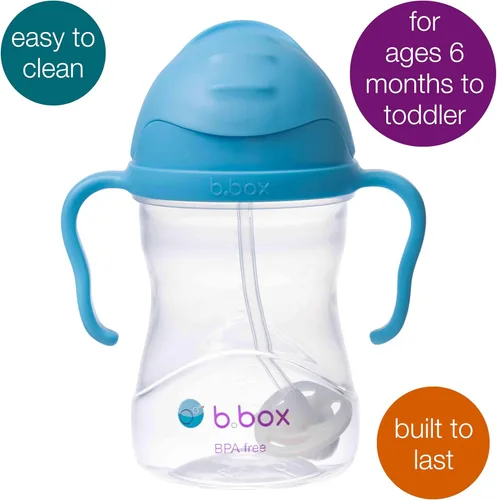 Vista 3 de b.box Vaso para beber con popote pesado. A prueba de fugas y derrames. Fácil agarre. Sin BPA, apto para lavavajillas. Bebe desde cualquier ángulo.