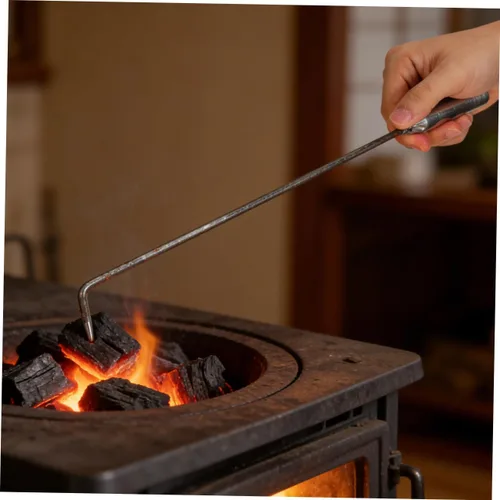 Vista 5 de Gancho de carbón para chimenea, herramienta de póquer, pinzas de fuego para herramientas de pozo, pinzas de lugar, lugar de campamento, póquer