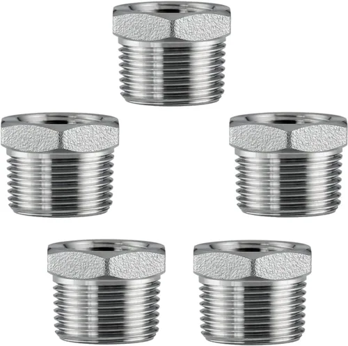 Vista 16 de Adaptador de acero inoxidable de 1 pulgada macho NPT a 1/2" hembra NPT reductor hexagonal buje adaptador de montaje de tubería (paquete de 5)