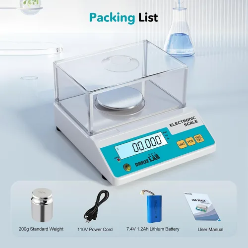 Vista 6 de Báscula de laboratorio 500g, 0.001g Balanza analítica electrónica de alta precisión g/lb/oz/dw/ct/dr Báscula científica de laboratorio
