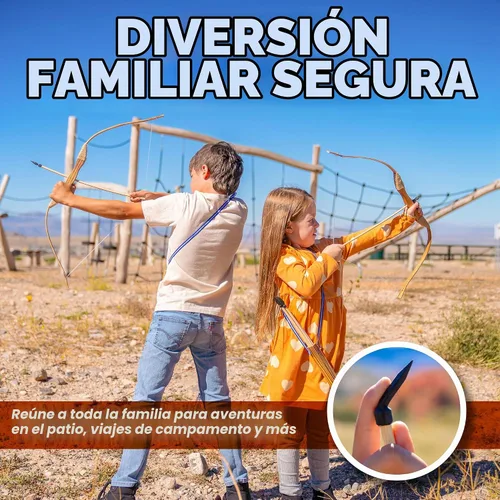 Vista 2 de Adventure Awaits! - Juego de 2 arcos y flechas de madera hechos a mano para niñas - 20 flechas de madera y 2 carcajes - para jugar al aire libre