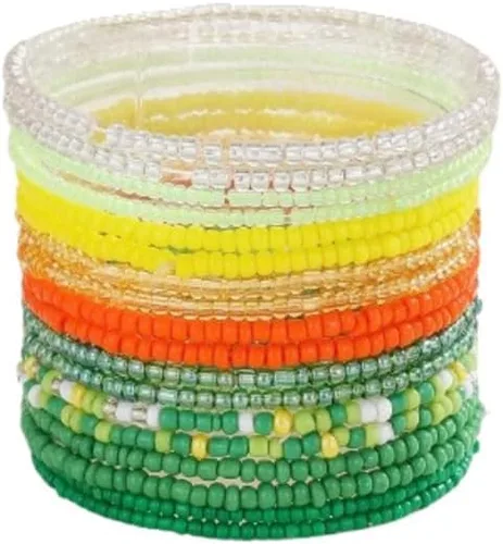 Vista 9 de Fuqimanman2020 18 piezas de pulseras apilables con cuentas estilo boho para mujer, conjunto de tobilleras de cuentas de arroz multicapas coloridas