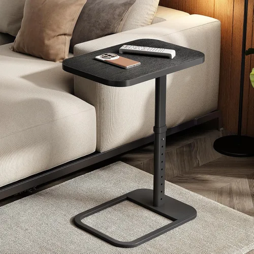 Vista 9 de Kitstorack - Bandeja/mesa de TV, altura ajustable y esquinas metálicas redondeadas, mesa para aperitivos para sofá, cama, silla, sala de estar, mesa