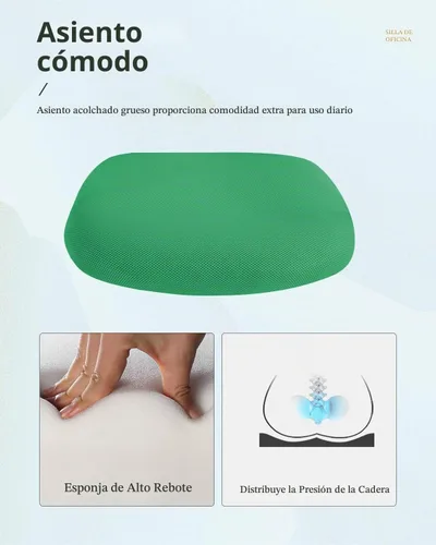 Vista 6 de Silla de oficina para el hogar, respaldo medio, PC giratoria, soporte lumbar, escritorio ajustable para tareas de computadora, ergonómica, cómoda