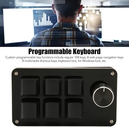 Vista 4 de Mini teclado mecánico de 6 teclas para juegos con una mano, teclado programable USB DIY, teclado programable OSU para juegos y oficina