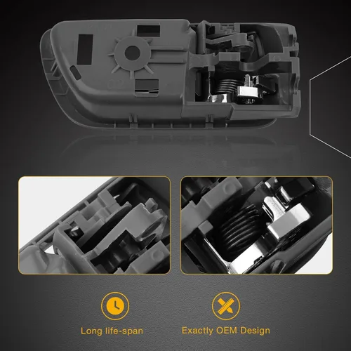 Vista 4 de Gledewen Manija de puerta interior delantera trasera izquierda lado del conductor con botón de bloqueo de puerta palanca cromada, compatible