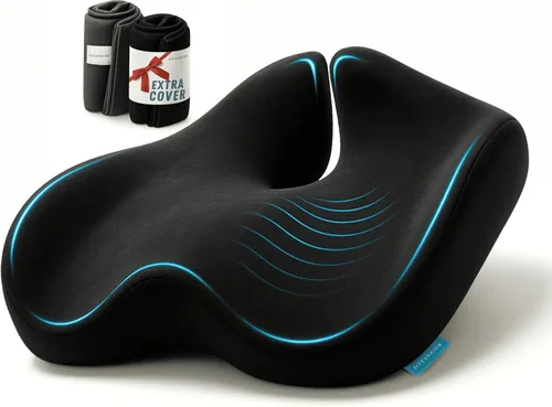Vista 13 de SitCushion Cojín ergonómico de asiento para aliviar el dolor de ciática y coxis – Cojín extragrande de espuma viscoelástica para silla de oficina