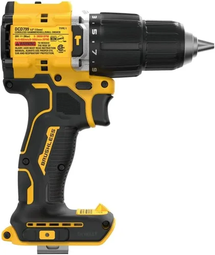 Vista 4 de DEWALT DCD799B 20V MAX* ATOMIC COMPACT SERIES Taladro martillo inalámbrico de iones de litio sin escobillas de 1/2 pulgadas (solo herramienta)