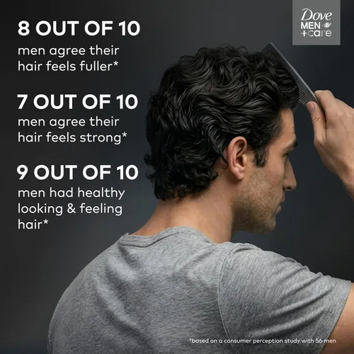 Vista 9 de DOVE MEN + CARE Champú 1 unidad de lima y cedro para cabello real que potencia la fuerza del cabello, con resultados vigorizantes e hidratantes, 18