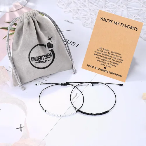Vista 6 de UNGENT THEM - Pulseras Pinky Promise para parejas o mejores amigos juego de pulseras para relaciones a distancia bisutería de regalo para mujeres