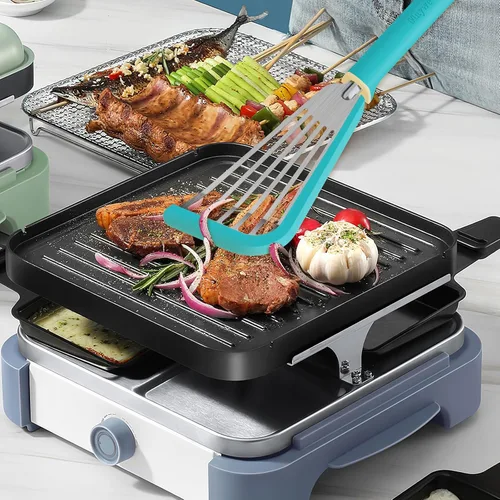 Vista 7 de Espátula de pescado, espátula de silicona resistente al calor de 600 ℉ con cepillo de untar, para utensilios de cocina antiadherentes, espátulas