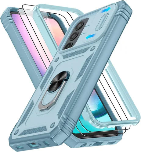 Vista 181 de Gritup Funda para Google Pixel 6 con cubierta deslizante para cámara y protector de pantalla (2 unidades), soporte de anillo giratorio 360°, funda