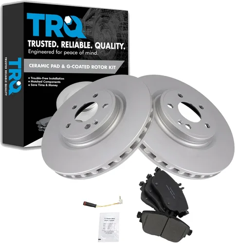 Vista 196 de TRQ Juego de pastillas de freno delantero y rotores con revestimiento de cerámica compatible con Jeep Compass Patriot 2017