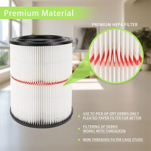 Vista 3 de 1 paquete de filtro 17816 para filtro de cartucho de aspiradora de taller Craftsman Reemplazo con 2 paquetes CMXZVBE38749 Bolsas de recolección