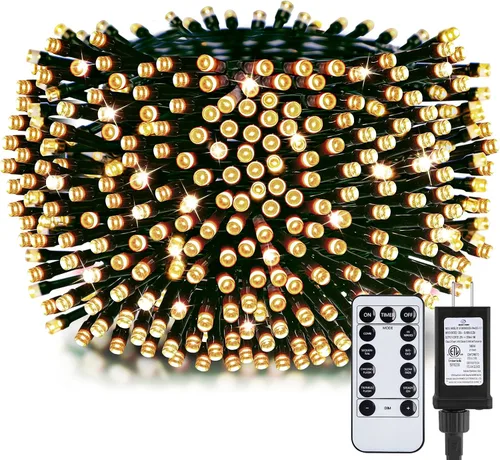 Vista 20 de Minetom Luces LED para árbol de Navidad de 50 pies, 1000 luces LED para exteriores, cuerda de petardos para exteriores, 12 modos, temporizador