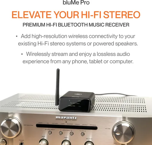 Vista 2 de Blume Pro HiFi Receptor de música Bluetooth 5.3 con adaptador Bluetooth de largo alcance, DAC de audiófilo, LDAC, aptX HD, pantalla OLED y salida