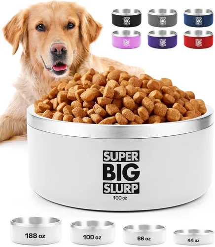 Vista 23 de Tuff Pupper Tazón Aislado de Servicio Pesado para Perros Plato de Comida para Perros de Acero Inoxidable de Doble Pared Tazón Antideslizante a