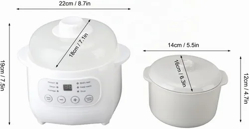 Vista 8 de Mini olla de cocción de cerámica de 200 W, olla eléctrica de sopa de gachas de avena de 1 litro con sobrecalentamiento y apagado automático