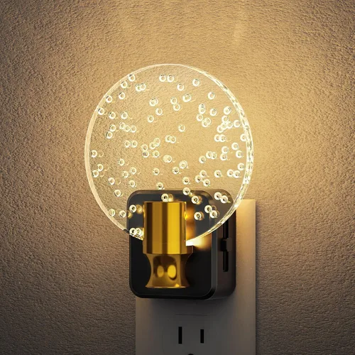 Vista 26 de DORESshop Luces nocturnas LED enchufables a la pared, luz nocturna regulable de 3 niveles, luz nocturna decorativa de burbujas, sensor de atardecer