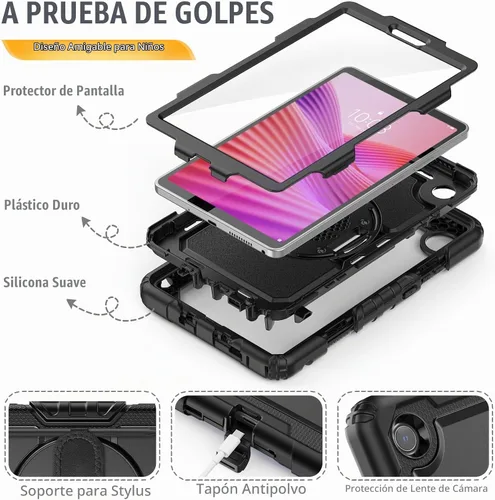 Vista 8 de HXCASEAC Funda para Lenovo Tab One de 8.7 pulgadas (TB-305FU) con protector de pantalla, soporte para bolígrafo, correa de mano, soporte ajustable