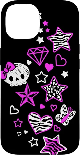 Vista 4 de Carcasa estética para iPhone 16 McBling Doodles Bimbo Trashy Y2K Animal Print Star