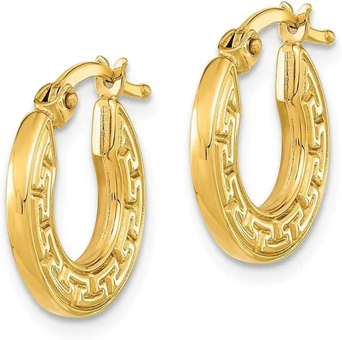 Vista 2 de Diamond2Deal Aretes de aro griego huecos de oro amarillo de 14 quilates para mujer, Metal