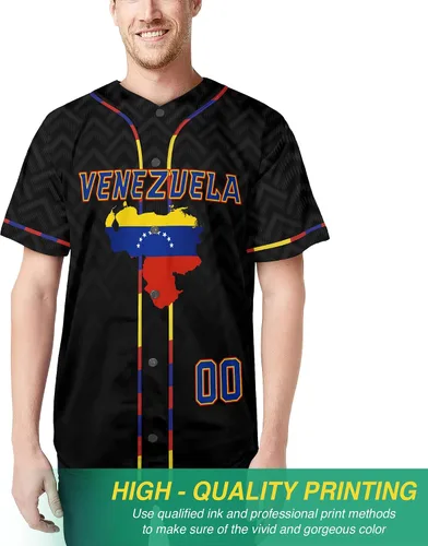 Vista 5 de Camiseta de béisbol personalizada de Venezuela para hombres, camiseta de béisbol personalizada de Venezuela, camiseta de fútbol de Venezuela