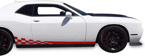 Vista 6 de Adhesivo adhesivo de vinilo lateral ondulado acabado raya kit compatible con Dodge Challenger 2008-presente (negro)