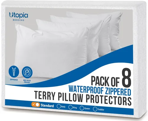 Vista 12 de Juego de 6 protectores de almohada impermeables de rizo suave