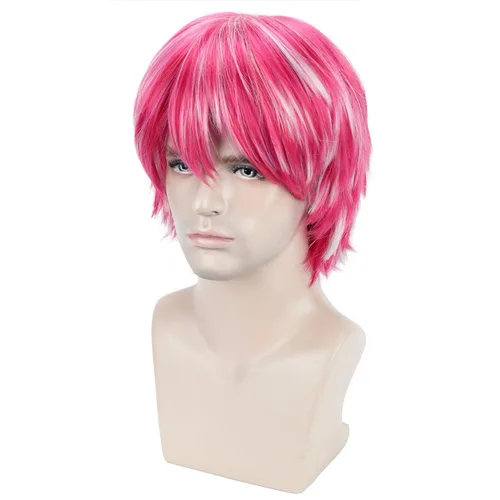 Vista 23 de RightOn Peluca marrón corta para disfraz, pelucas cortas marrones para hombre y mujer, fiesta de cosplay
