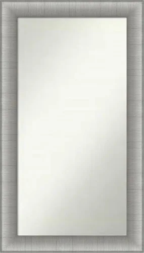 Vista 189 de Amanti Art Espejo de baño plateado para sobre el fregadero, 28 x 37 pulgadas, elegante espejo rectangular de peltre cepillado, marco de madera