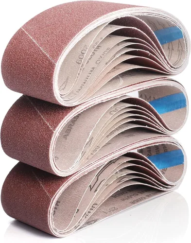 Vista 11 de BOSHCRAFT - Cinturón de lijado de 1 × 30 pulgadas, papel de lijado 60/80/120/180/240/400 granos surtidos de óxido de aluminio para lijadora