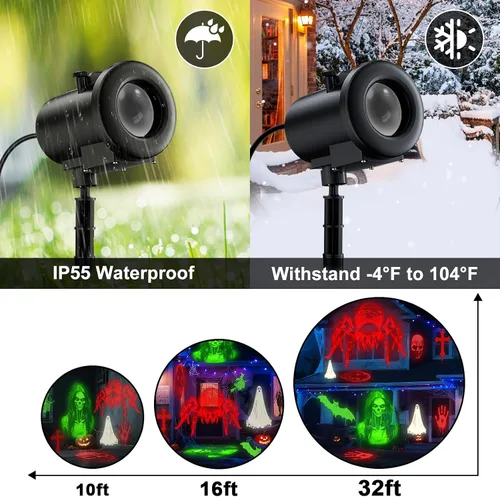 Vista 9 de Luces de proyector de Navidad 12 en 1 al aire libre, decoraciones dinámicas 3D de Navidad para interiores, patrones HD más claros de trineo