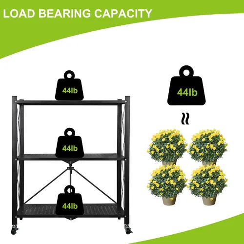 Vista 7 de Soporte de metal para plantas, estante plegable de 3 niveles para flores