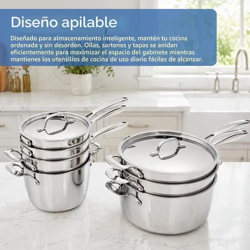 Vista 4 de Nuwave Juego de utensilios de cocina Pro-Smart de acero inoxidable de 9 Duralon y acero inoxidable