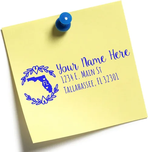 Vista 65 de State of Alabama Wreath Duo Hand Address Stamp - Personalized Rubber Stamp Montaje manual Duo