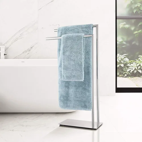Vista 7 de Toalleros dobles independientes Accesorios de baño Toallero Soporte en piso Latón Cromo