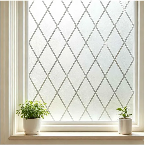 Vista 11 de Reeded Glass Privacy Window Film Static Cling for Home Clear