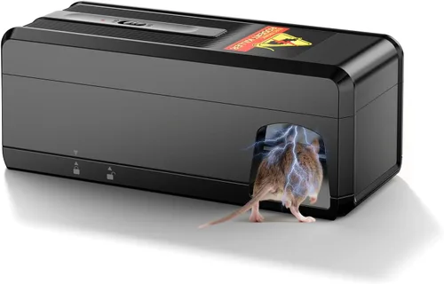 Vista 9 de Trampa eléctrica para ratas, trampa para ratones en interiores, potente voltaje que mata instantáneamente ratas y ratones, exterminador de roedores