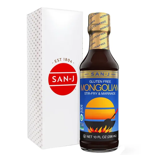 Vista 33 de San-J - Paquete variado Spice of Life - Teriyaki, salsa de naranja, szechuan, maní tailandés - Salsas de cocina sin gluten - Sin OGM - Botellas