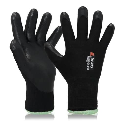 Vista 6 de DEX FIT Guantes de trabajo para clima frío NR450 - Forro polar cálido, agarre firme con revestimiento de nitrilo, ligeros y flexibles, ideales