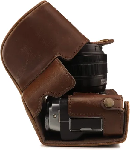 Vista 7 de MegaGear MG1768 Ever Ready - Funda de piel para cámara compatible con Fujifilm X-A7, color marrón oscuro