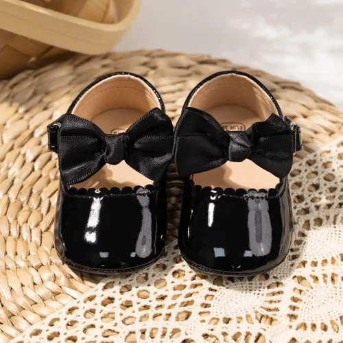 Vista 5 de Oamico Zapatos planos Mary Jane para bebés y niñas, suela de goma antideslizante con Bownot para primeros pasos, zapatos de vestir de boda