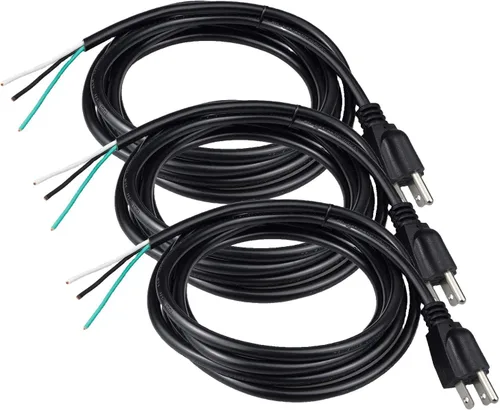 Vista 8 de Cable de fuente de alimentación de repuesto de calibre 18 de 3 clavijas resistente de 10 pies 110V 115V 120V coleta para electrodoméstico de CA