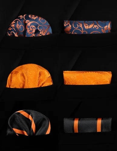 Vista 12 de HISDERN Juego de corbatas extralargas para hombre y pañuelo de bolsillo de 63 pulgadas, colección XL, caja de regalo, corbata, lote de 3