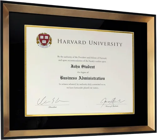 Vista 2 de EXCELLO GLOBAL PRODUCTS Marco moderno para documentos de foto: 8.5 x 11 pulgadas con doble paspartú para certificado de diploma de graduación Dorado